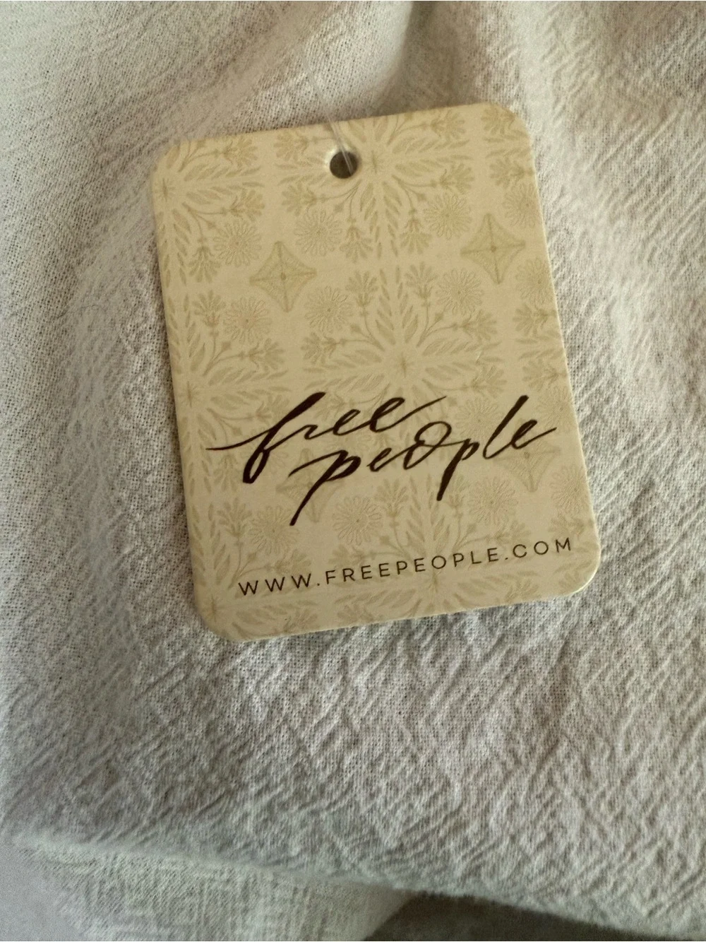 Free People White Cotton Babydoll Blouse NWT Medium Puff Sleeves Open Tie Back